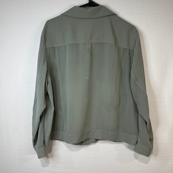 Wynne Layers Olive Green Sheer Button Up Size Large NWT - Picture 3 of 3